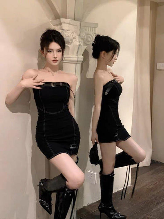 Lycra Denim Black Dress - www.Shopthatapp.com