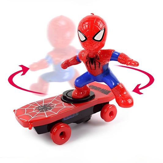 Spider-Man Stunt Scooter Toy - Electric Music, Flip Rotation, Skateboard for Kids - www.Shopthatapp.com