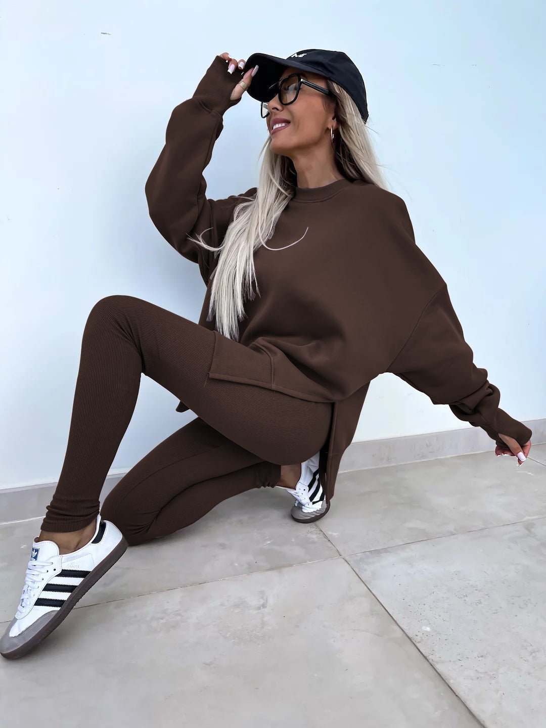 Malika Long Sleeve Crew Neck Loungewear set - www.Shopthatapp.com