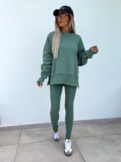 Malika Long Sleeve Crew Neck Loungewear set - www.Shopthatapp.com