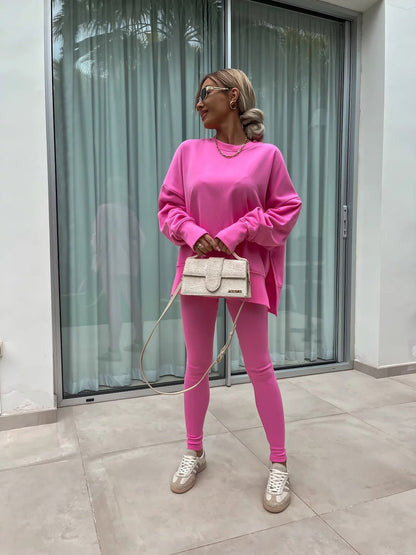 Malika Long Sleeve Crew Neck Loungewear set - www.Shopthatapp.com