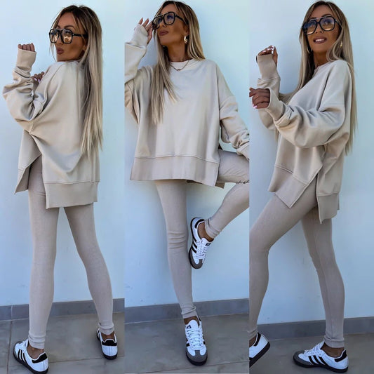 Malika Long Sleeve Crew Neck Loungewear set