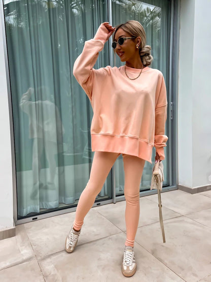 Malika Long Sleeve Crew Neck Loungewear set - www.Shopthatapp.com