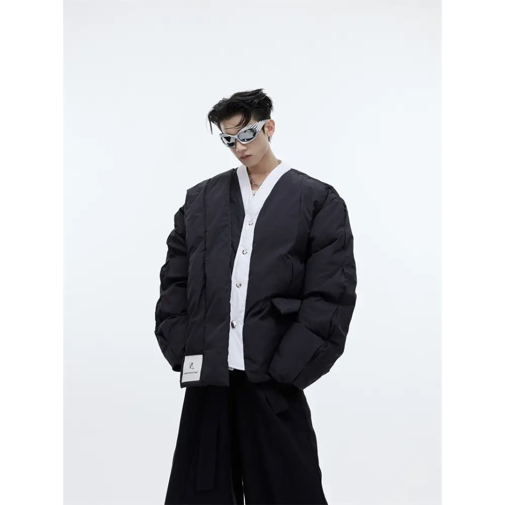 Men Design Cotton-padded Jackets With Scarves - www.Shopthatapp.com