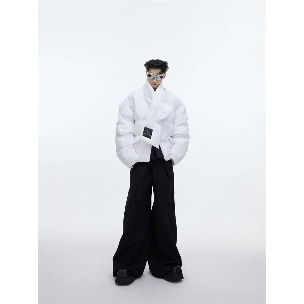 Men Design Cotton-padded Jackets With Scarves - www.Shopthatapp.com