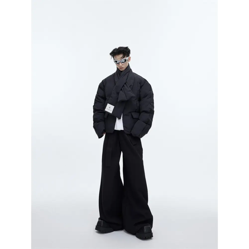 Men Design Cotton-padded Jackets With Scarves - www.Shopthatapp.com