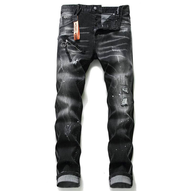 men jeans famous D2 Men slim jeans pants mens denim trousers zipper blue hole Pencil Pants - www.Shopthatapp.com #