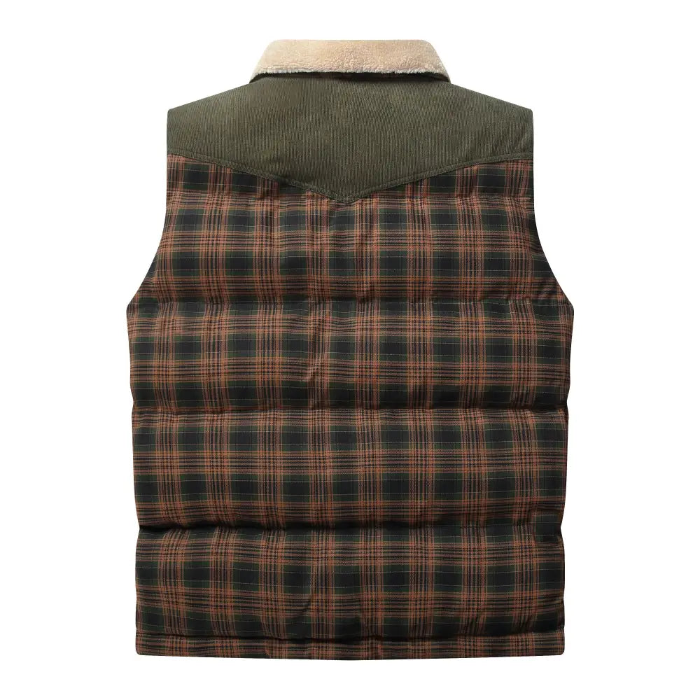 Men Neck Collar Warm Plaid Vest - www.Shopthatapp.com