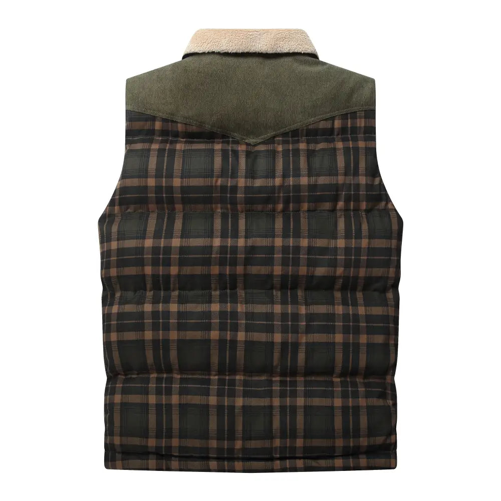 Men Neck Collar Warm Plaid Vest - www.Shopthatapp.com