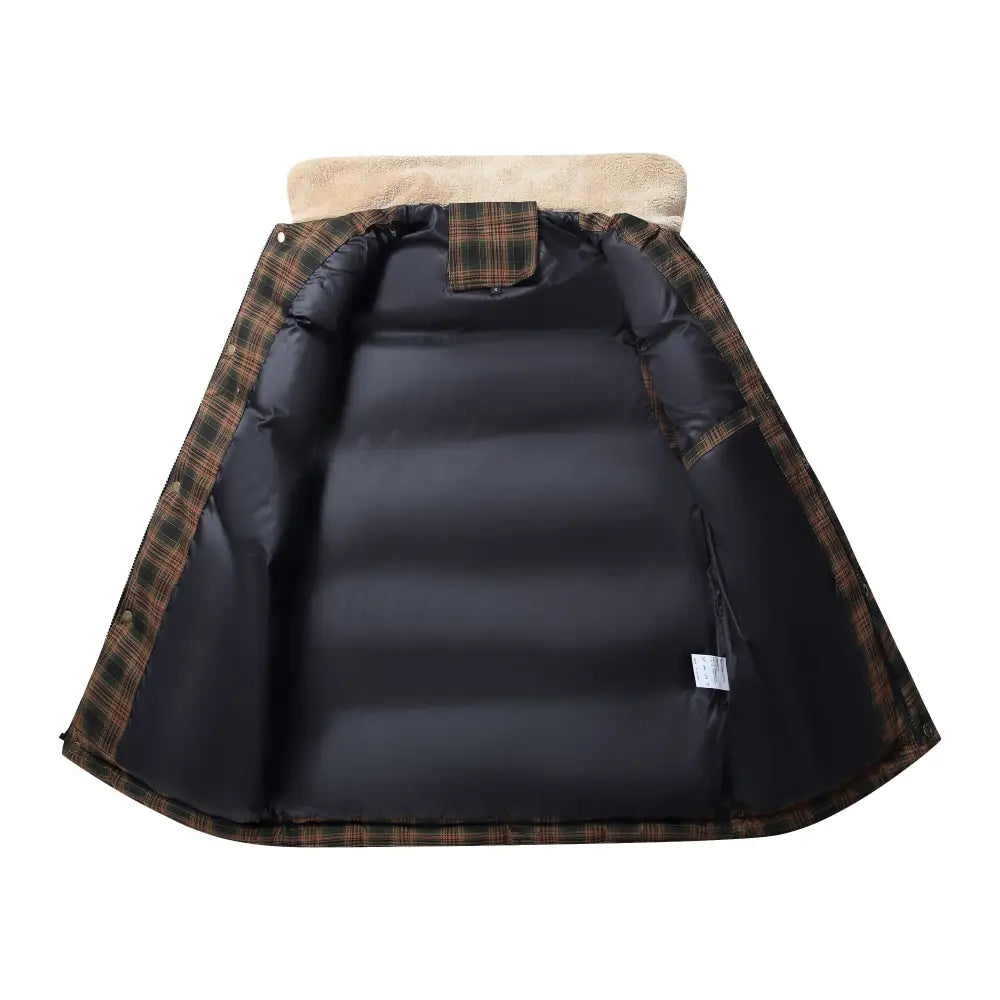 Men Neck Collar Warm Plaid Vest - www.Shopthatapp.com