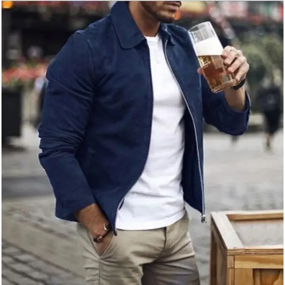 Men Slim Turn down Collar Jackets Fashion Sweatshirt Jacket Tops Casual Coat Outwear - www.Shopthatapp.com