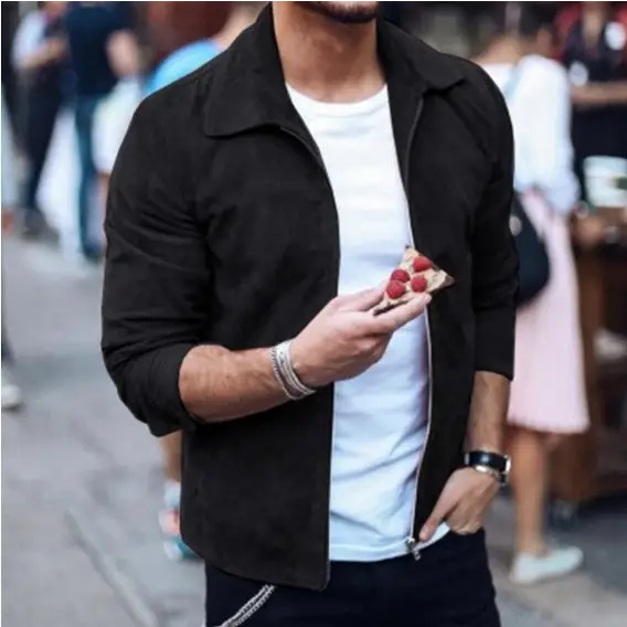 Men Slim Turn down Collar Jackets Fashion Sweatshirt Jacket Tops Casual Coat Outwear - www.Shopthatapp.com