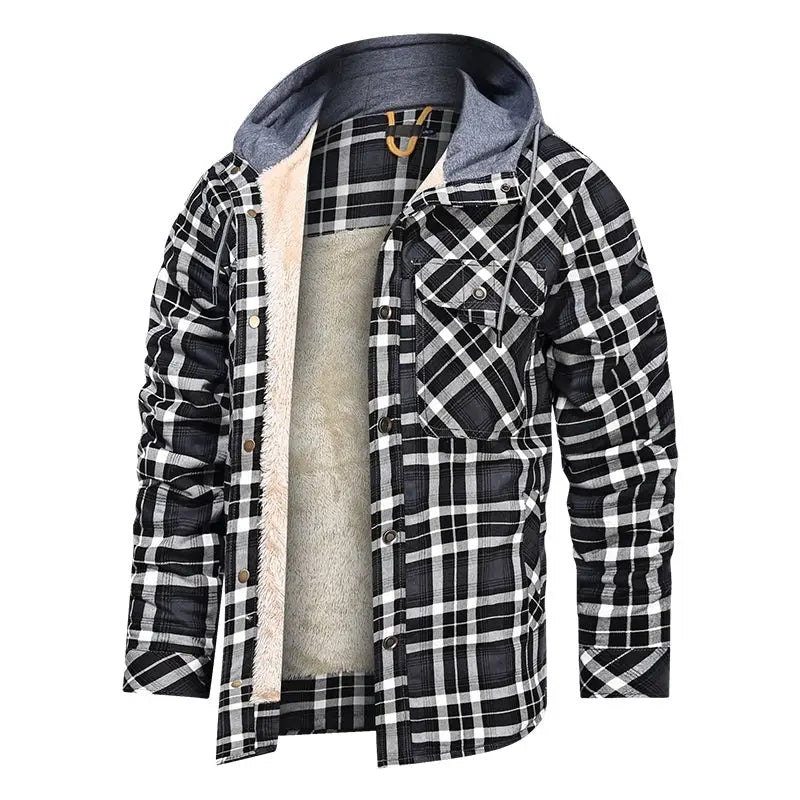 Men Warm Jacket Fleece Thick Men Slim Fit Hooded Jackets - www.Shopthatapp.com