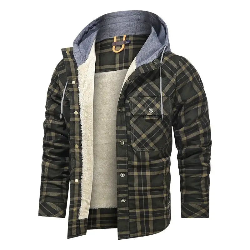 Men Warm Jacket Fleece Thick Men Slim Fit Hooded Jackets - www.Shopthatapp.com
