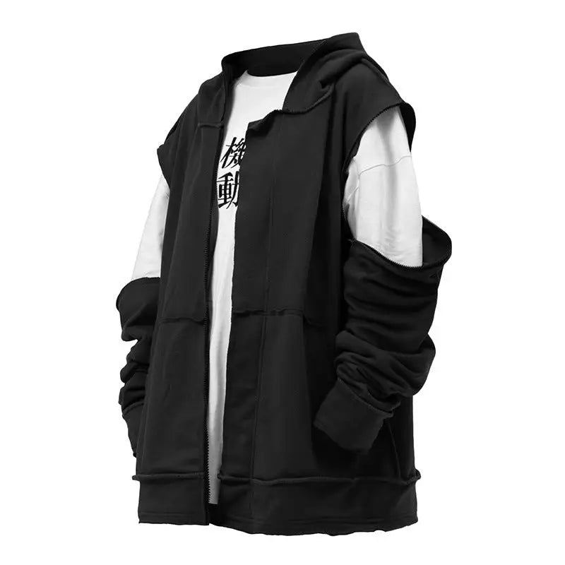 Men With Detachable Sleeves And Hooded Sweaters Are Loose - www.Shopthatapp.com