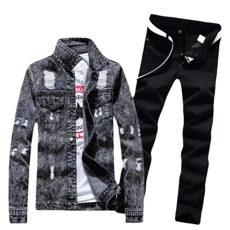 Men's Denim Coat With Long Pants Suit - www.Shopthatapp.com