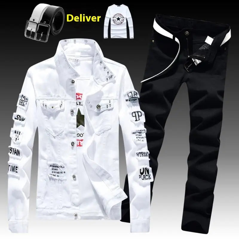 Men's Denim Coat With Long Pants Suit - www.Shopthatapp.com