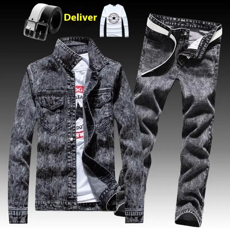 Men's Denim Coat With Long Pants Suit - www.Shopthatapp.com