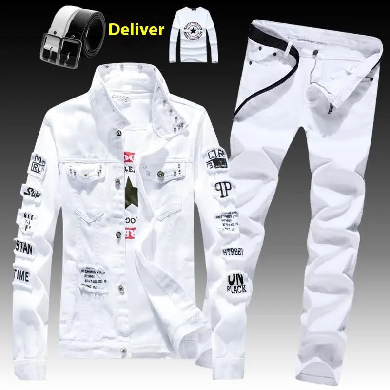 Men's Denim Coat With Long Pants Suit - www.Shopthatapp.com