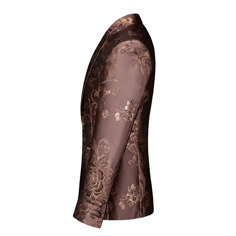 Men's Floral Suit Casual Small Suit Gilding Printed Coat Men - www.Shopthatapp.com