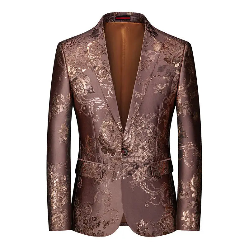 Men's Floral Suit Casual Small Suit Gilding Printed Coat Men - www.Shopthatapp.com