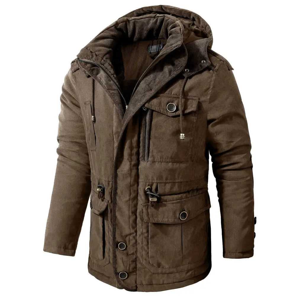 Men's Plus Size Mid-length Fleece-lined Thickened Cotton-padded Coat - www.Shopthatapp.com