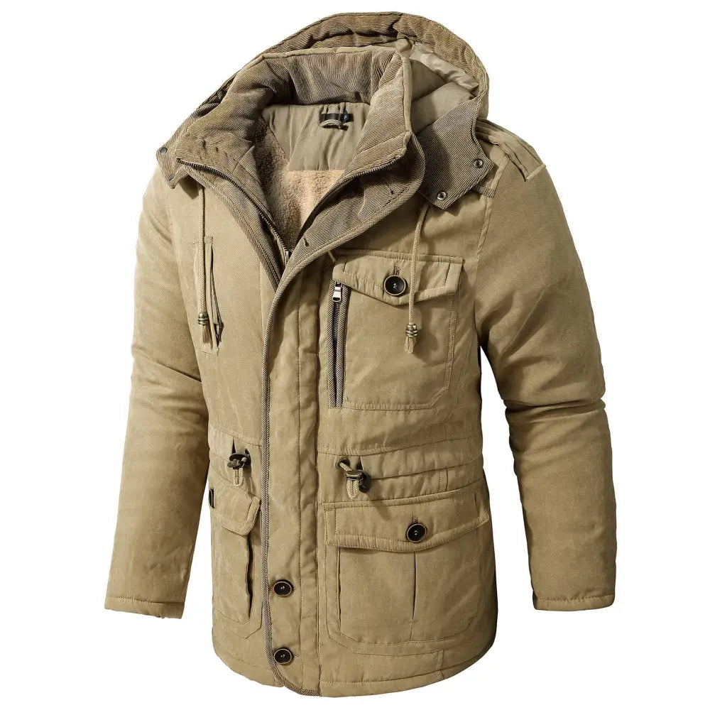 Men's Plus Size Mid-length Fleece-lined Thickened Cotton-padded Coat - www.Shopthatapp.com