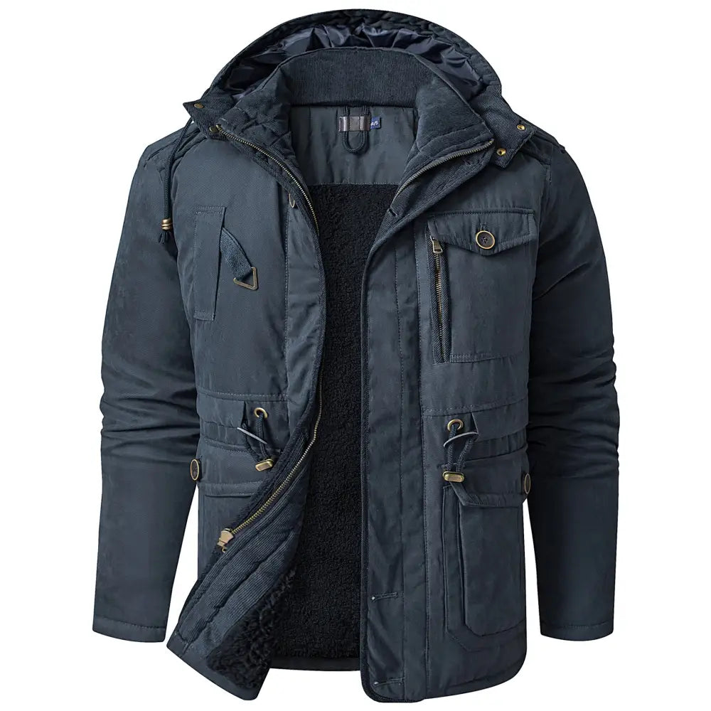 Men's Plus Size Mid-length Fleece-lined Thickened Cotton-padded Coat - www.Shopthatapp.com