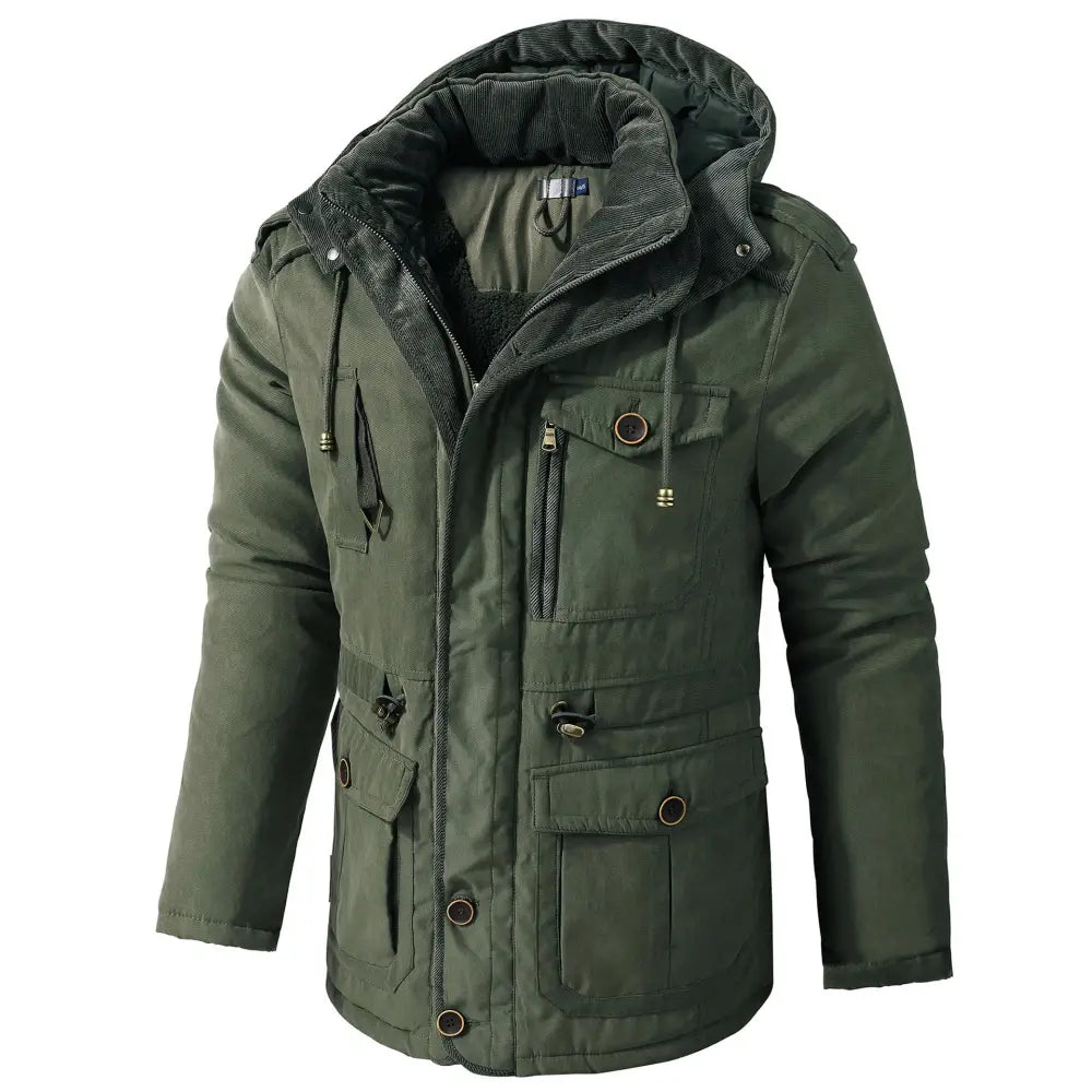 Men's Plus Size Mid-length Fleece-lined Thickened Cotton-padded Coat - www.Shopthatapp.com