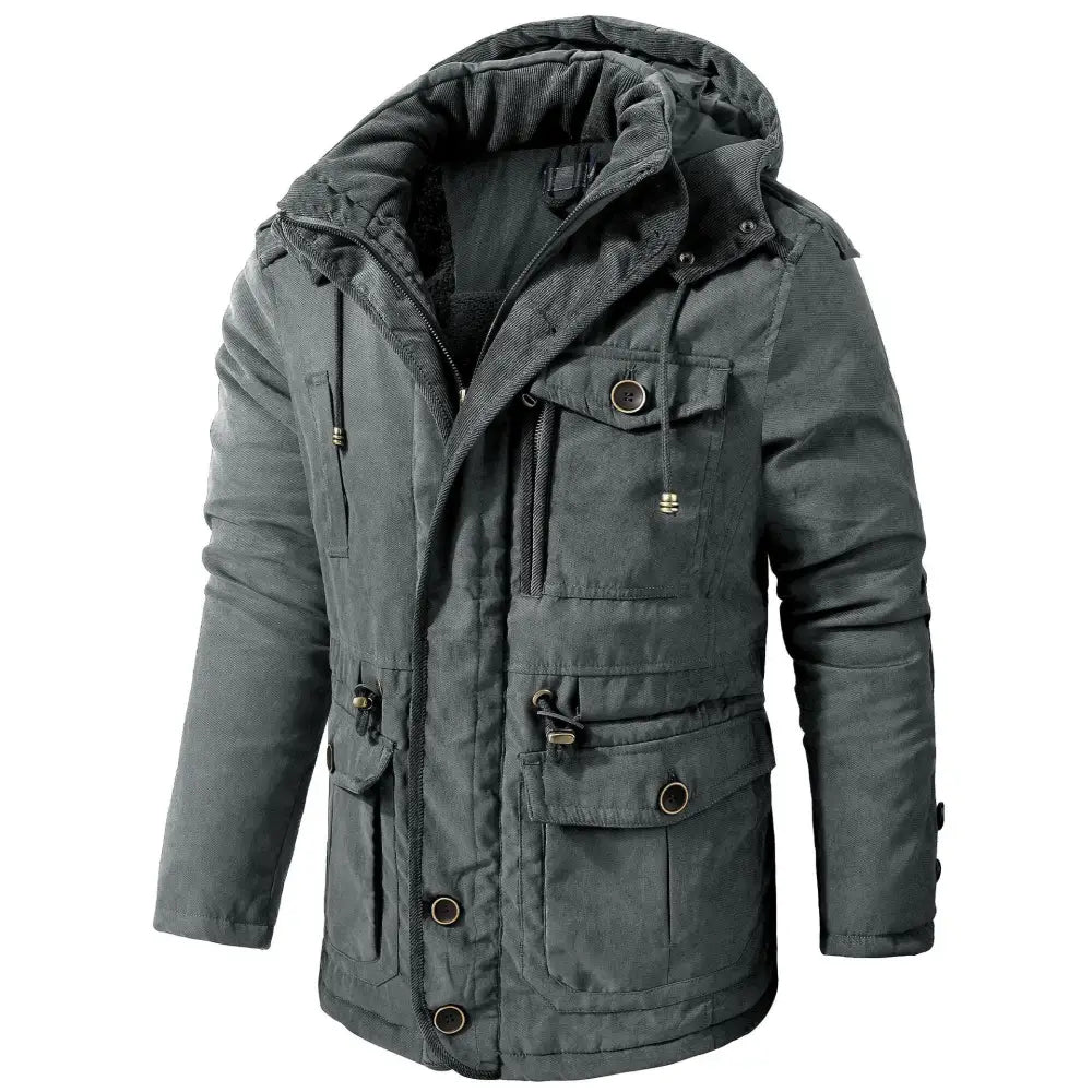 Men's Plus Size Mid-length Fleece-lined Thickened Cotton-padded Coat - www.Shopthatapp.com