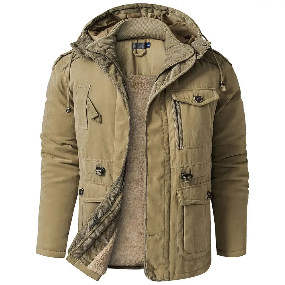 Men's Plus Size Mid-length Fleece-lined Thickened Cotton-padded Coat - www.Shopthatapp.com