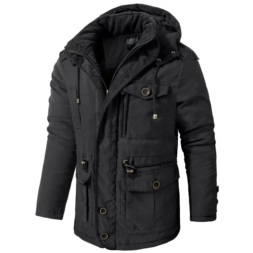 Men's Plus Size Mid-length Fleece-lined Thickened Cotton-padded Coat - www.Shopthatapp.com