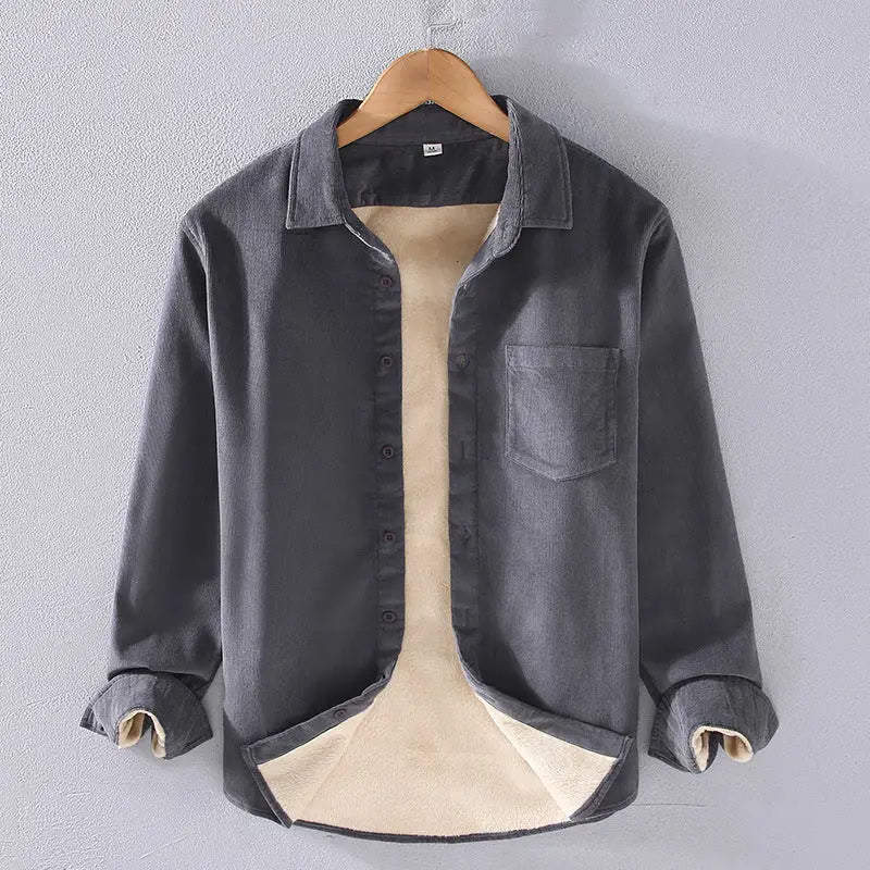 Men's Square Collar Cotton Corduroy Padded Shirt Men - www.Shopthatapp.com