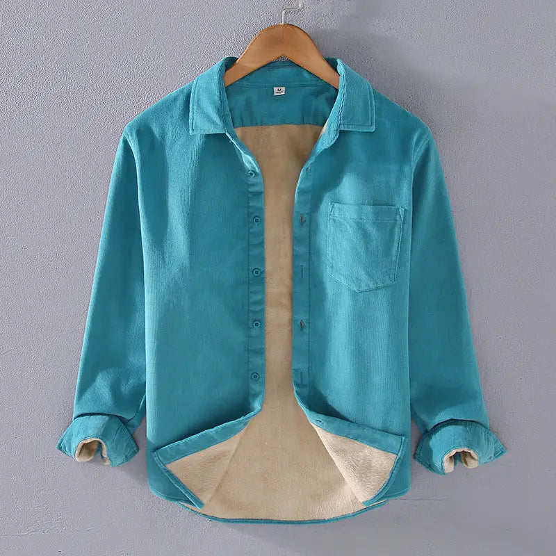 Men's Square Collar Cotton Corduroy Padded Shirt Men - www.Shopthatapp.com