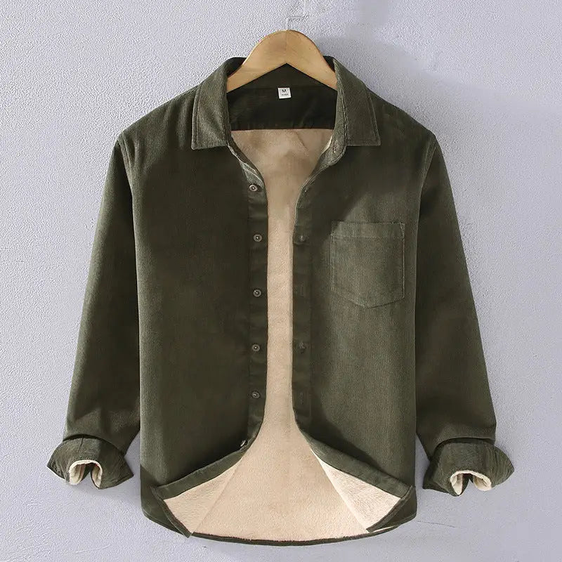 Men's Square Collar Cotton Corduroy Padded Shirt Men - www.Shopthatapp.com