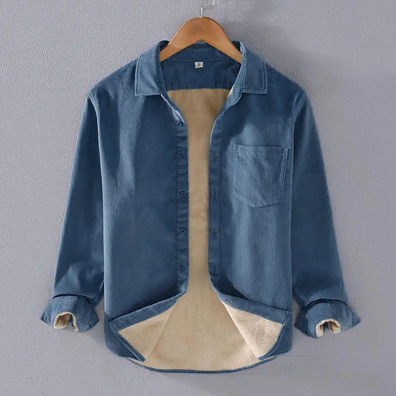 Men's Square Collar Cotton Corduroy Padded Shirt Men - www.Shopthatapp.com