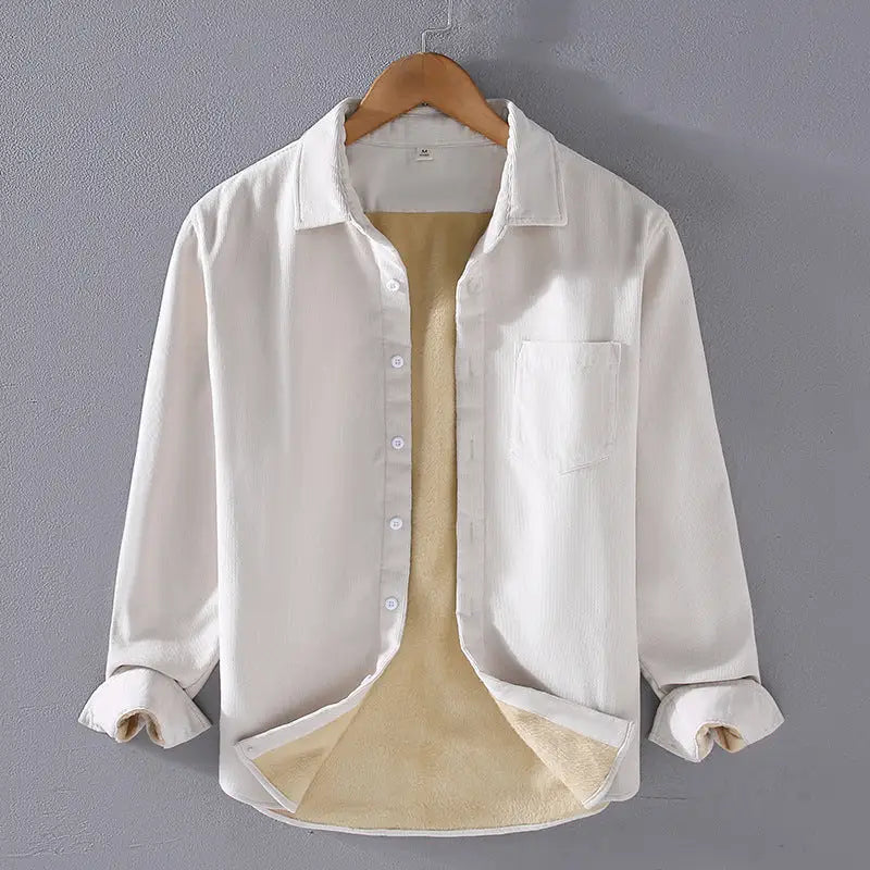 Men's Square Collar Cotton Corduroy Padded Shirt Men - www.Shopthatapp.com