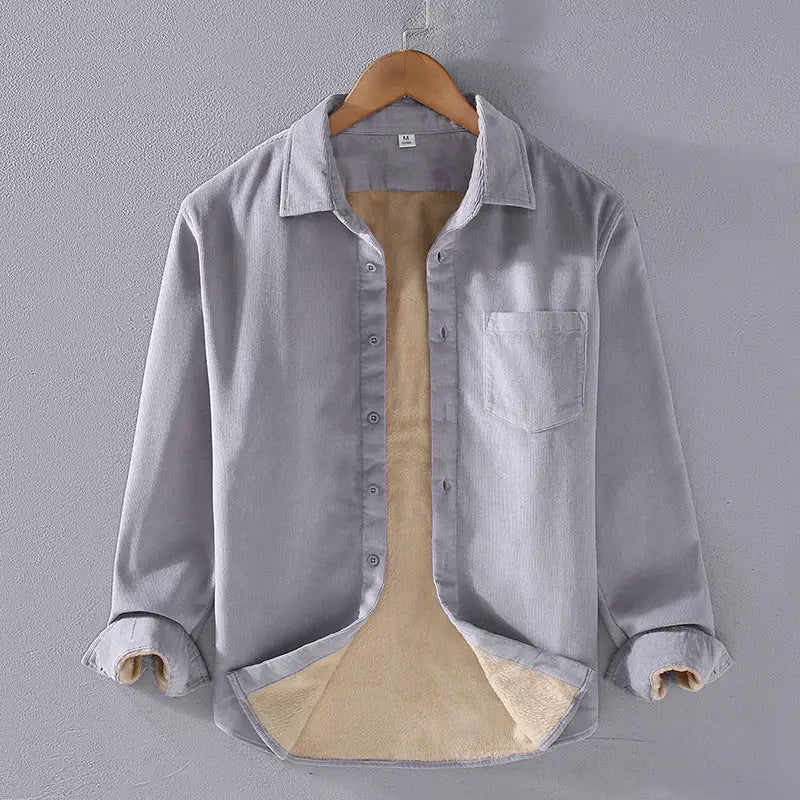 Men's Square Collar Cotton Corduroy Padded Shirt Men - www.Shopthatapp.com