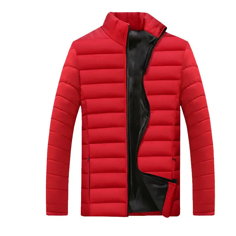 Men's stand collar thick solid color casual down cotton suit youth Slim trend coat men - www.Shopthatapp.com