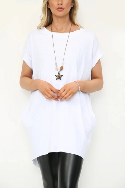 Milla Oversized T-Shirt with Necklace - www.Shopthatapp.com