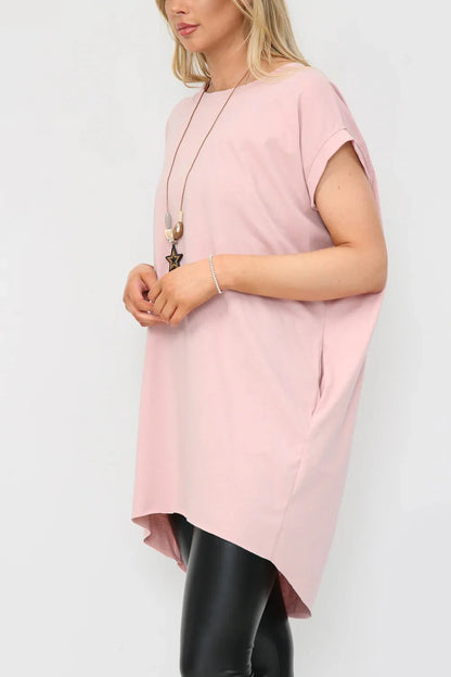 Milla Oversized T-Shirt with Necklace - www.Shopthatapp.com