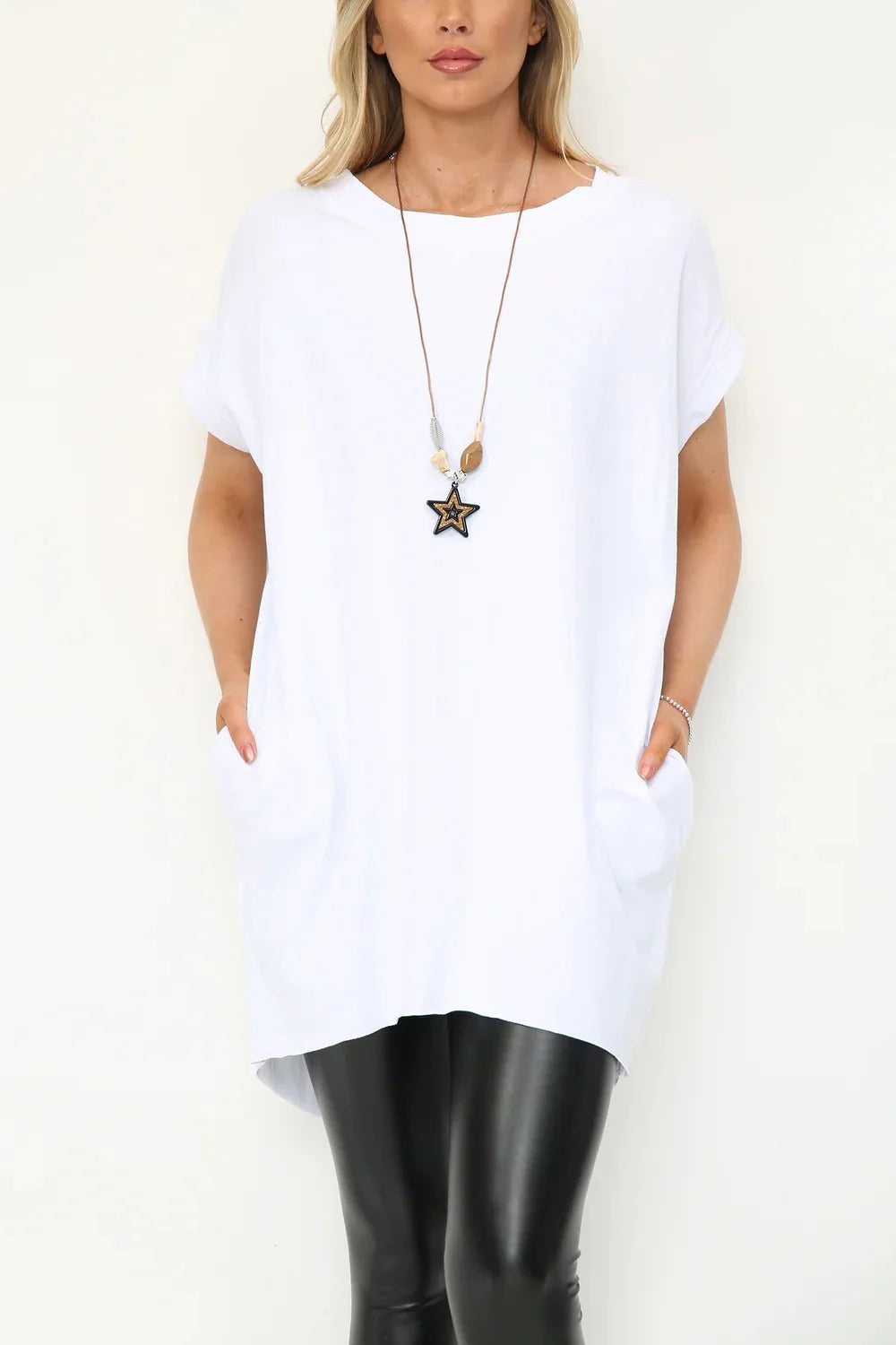 Milla Oversized T-Shirt with Necklace - www.Shopthatapp.com