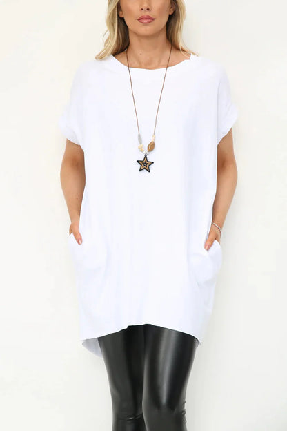 Milla Oversized T-Shirt with Necklace - www.Shopthatapp.com