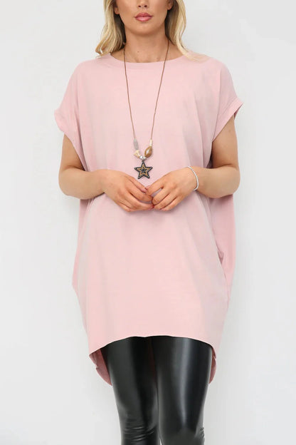 Milla Oversized T-Shirt with Necklace - www.Shopthatapp.com