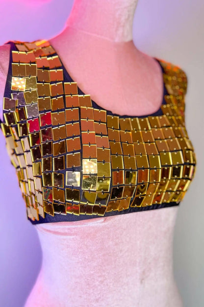 Haut court effet miroir Molly | Doré