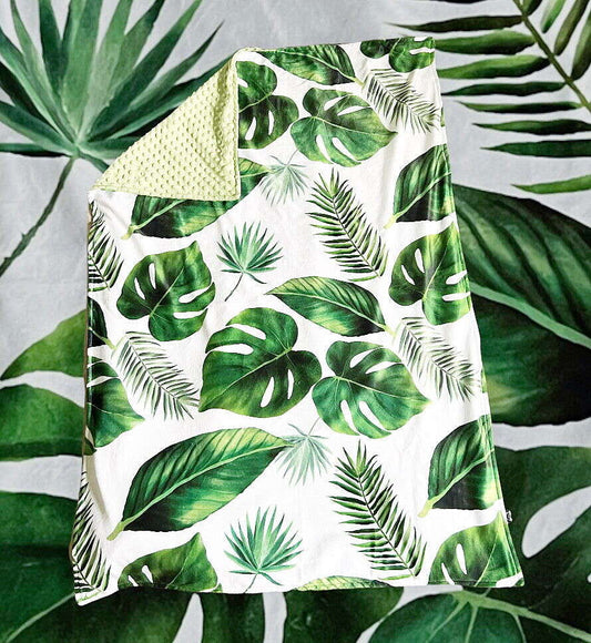 Creation Coco Lyly Monstera Baby Blanket - Tropical Decor - www.Shopthatapp.com