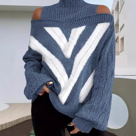 Nada geometric off the shoulder roll neck jumper - www.Shopthatapp.com