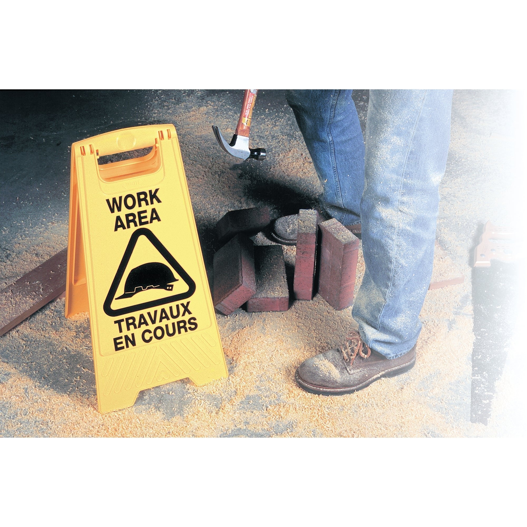"Work Area/Travaux en Cours" Safety Sign, Bilingual with Pictogram - www.Shopthatapp.com
