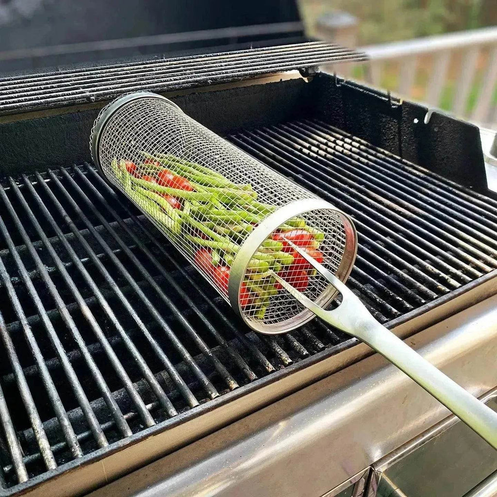 New Grilling Basket  BBQ Basket Stainless Steel Grill Outdoor Picnic Camping Barbecue Cooking Supplies - www.Shopthatapp.com