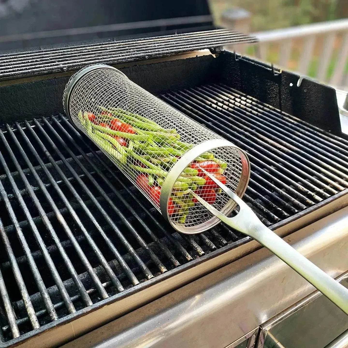 New Grilling Basket  BBQ Basket Stainless Steel Grill Outdoor Picnic Camping Barbecue Cooking Supplies - www.Shopthatapp.com